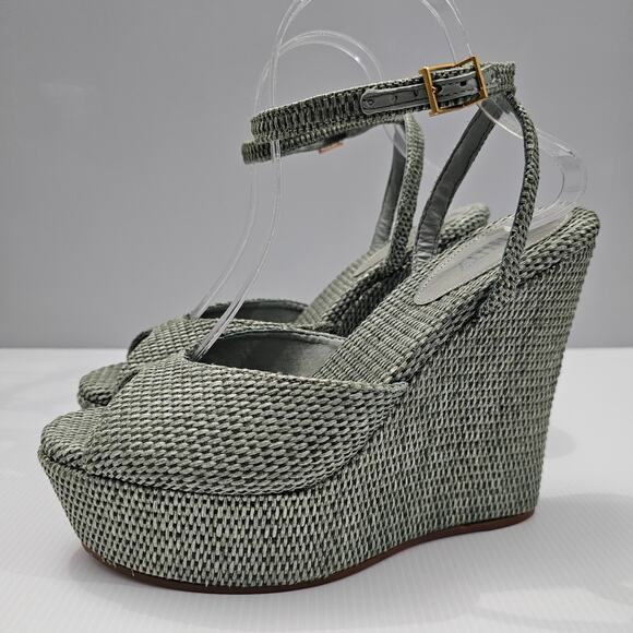NEW Schutz Neith Straw Wedge Sandal Platform Green Raffia Size 9.5 - Picture 13 of 13